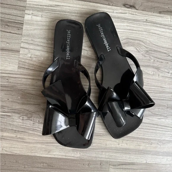 Jeffrey Campbell Jelly Black Bow Sandals - Picture 1 of 6